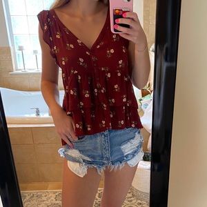 AE Burgundy Babydoll Flounce